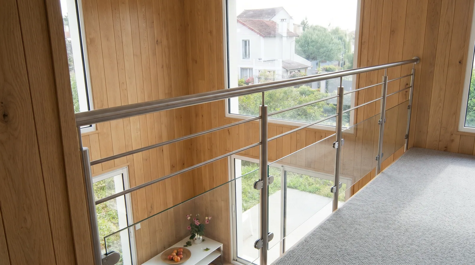 Garde-corps mezzanine barres inox